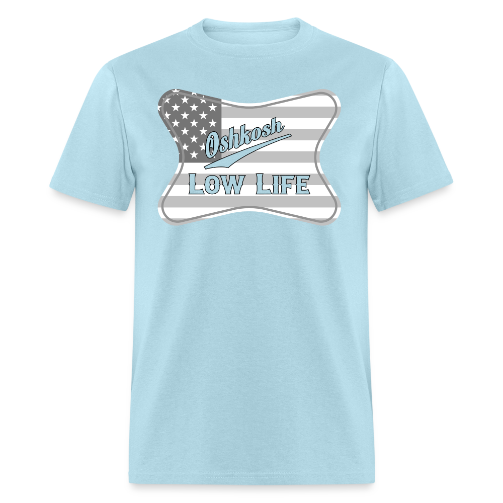 Oshkosh- Gray and White Flag- Unisex Classic T-Shirt - powder blue