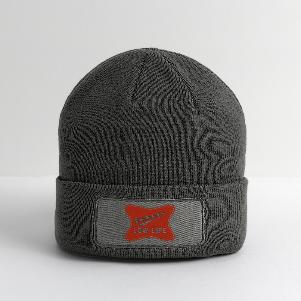 Snowboarding - Red - Patch Beanie - charcoal grey