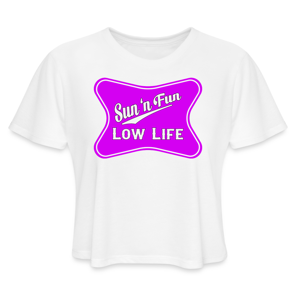 Sun 'n Fun - Pink - Women's Cropped T-Shirt - white