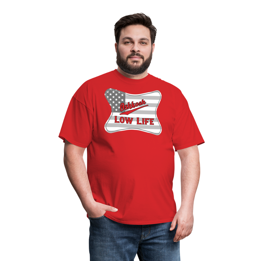 Oshkosh- Gray and White Flag- Unisex Classic T-Shirt - red