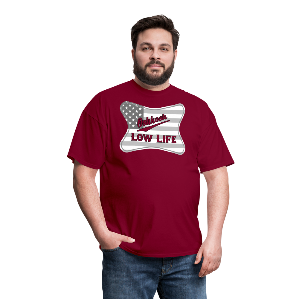 Oshkosh- Gray and White Flag- Unisex Classic T-Shirt - burgundy