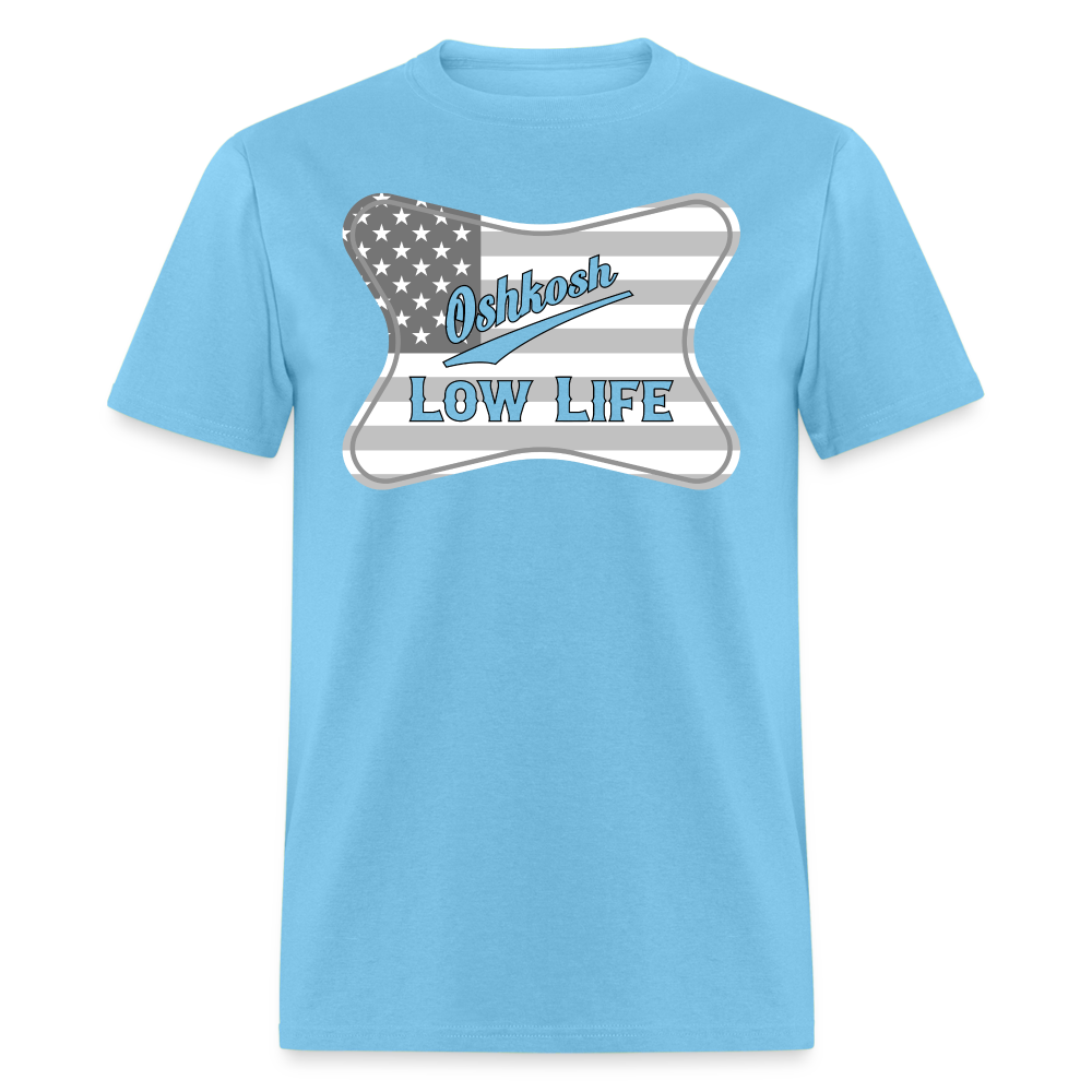 Oshkosh- Gray and White Flag- Unisex Classic T-Shirt - aquatic blue
