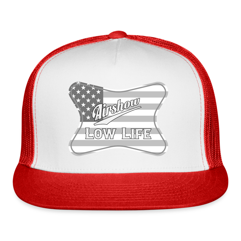 Airshow in Gray and White Trucker Cap - white/red