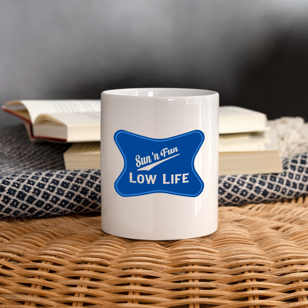 Sun 'N Fun in blue on a Coffee/Tea Mug - white