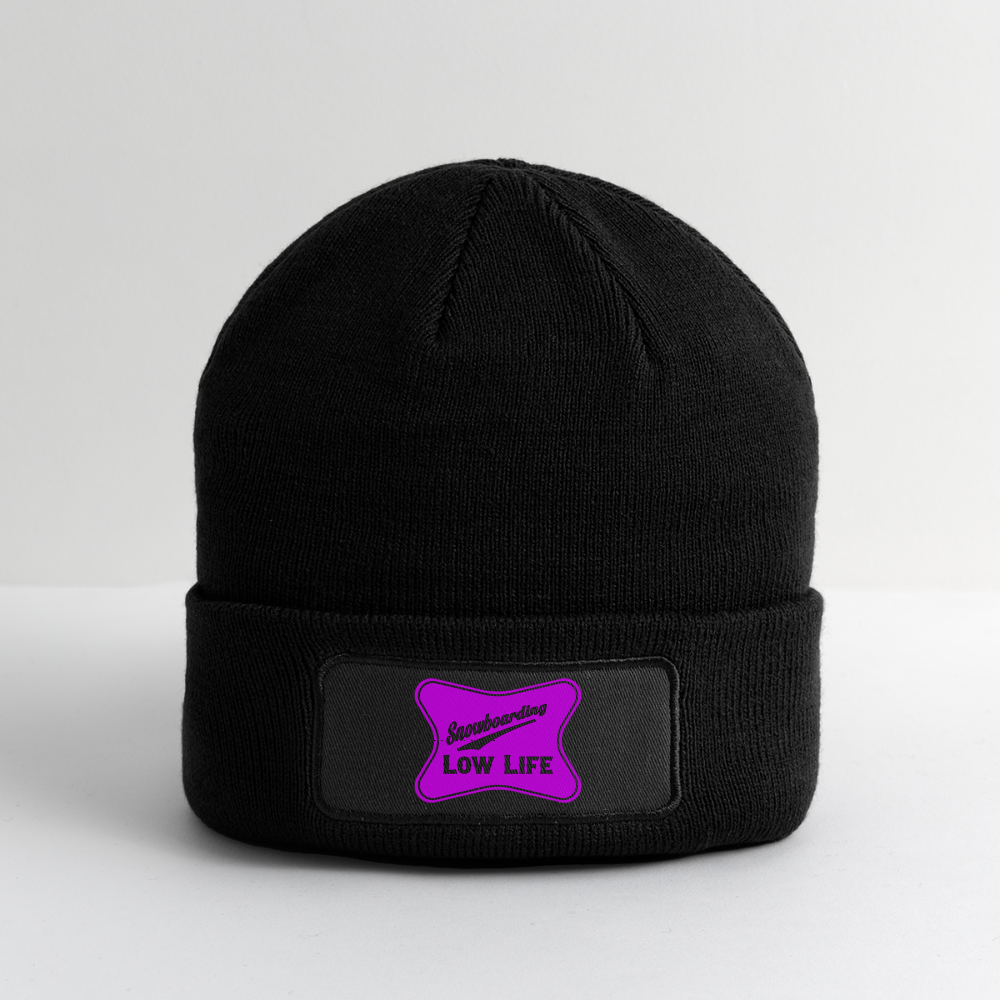 Snowboarding - Pink - Patch Beanie - black