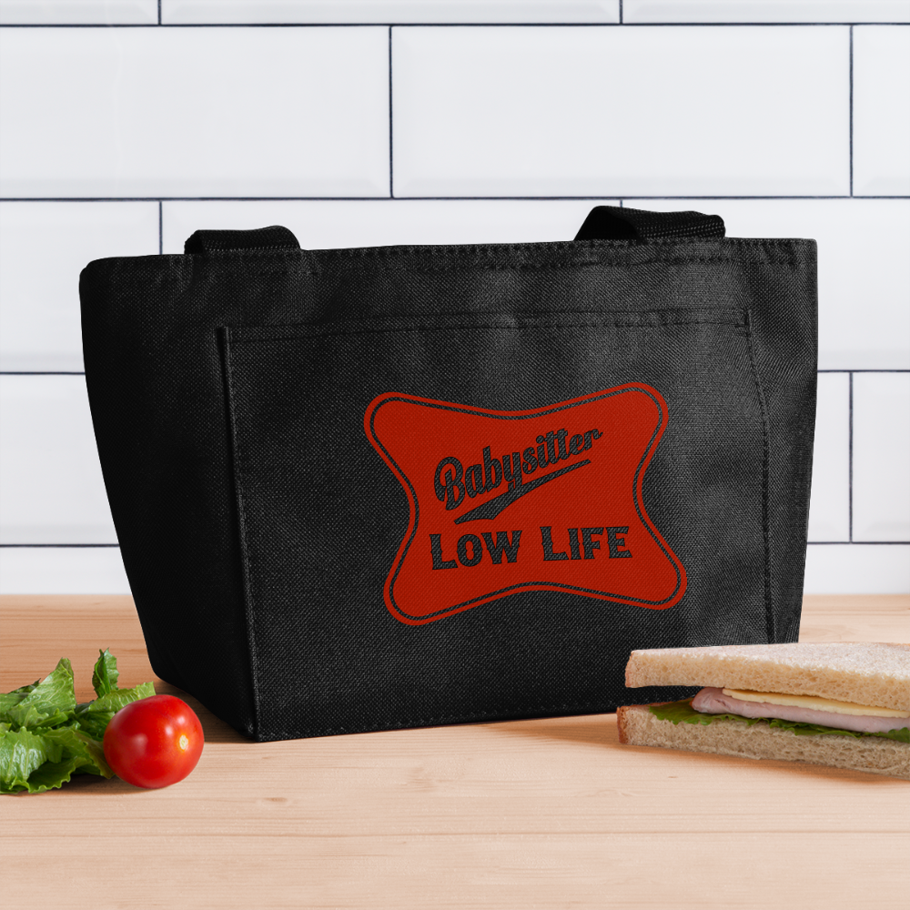Babysitter - Red- Recycled Insulated Lunch Bag - black