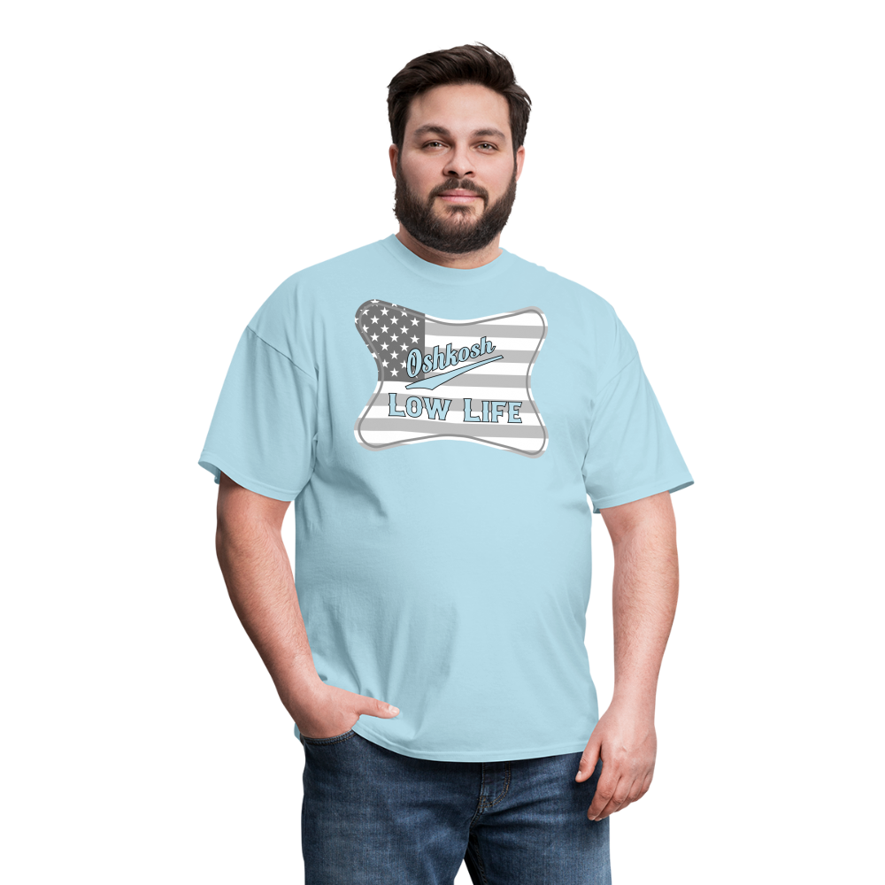 Oshkosh- Gray and White Flag- Unisex Classic T-Shirt - powder blue