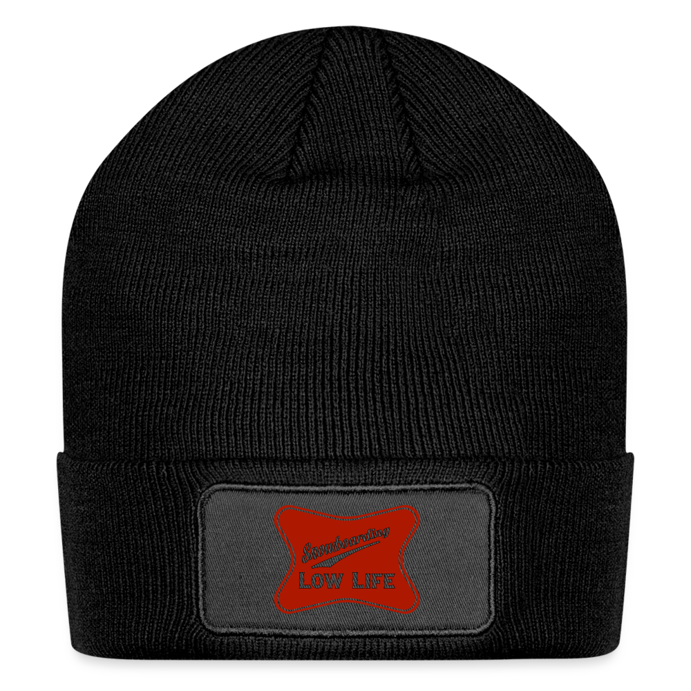 Snowboarding - Red - Patch Beanie - black