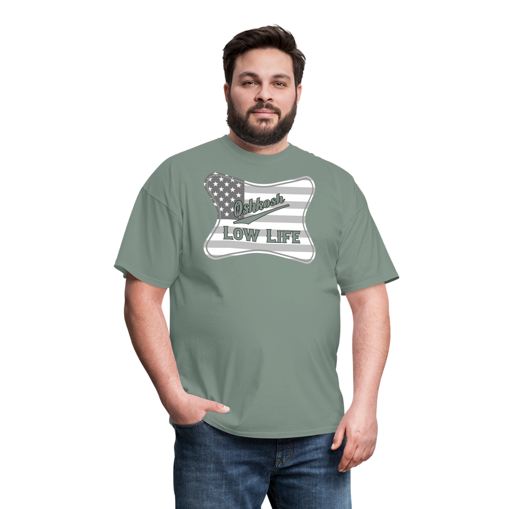Oshkosh- Gray and White Flag- Unisex Classic T-Shirt - sage