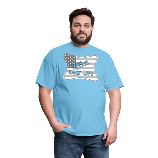 Oshkosh- Gray and White Flag- Unisex Classic T-Shirt - aquatic blue