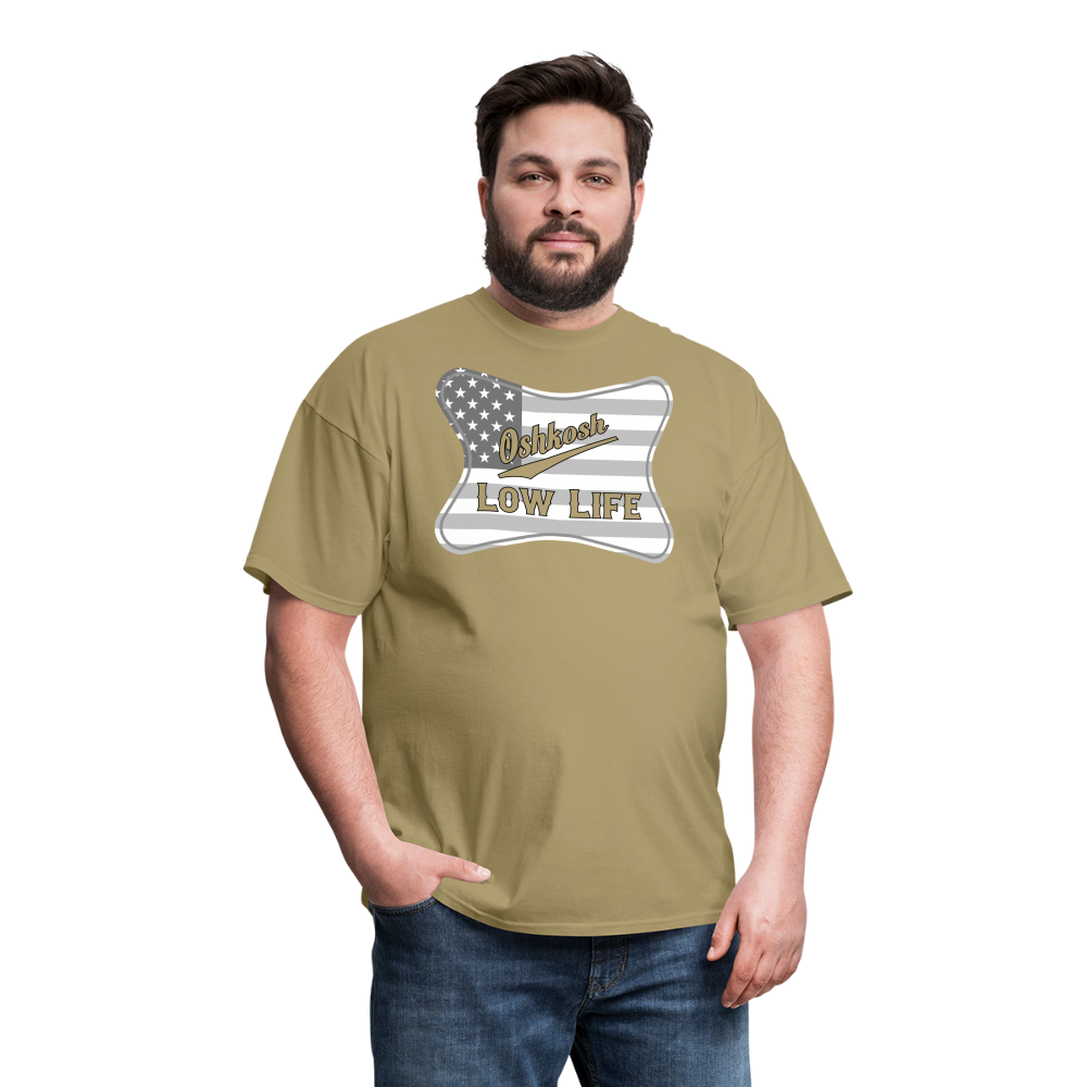 Oshkosh- Gray and White Flag- Unisex Classic T-Shirt - khaki