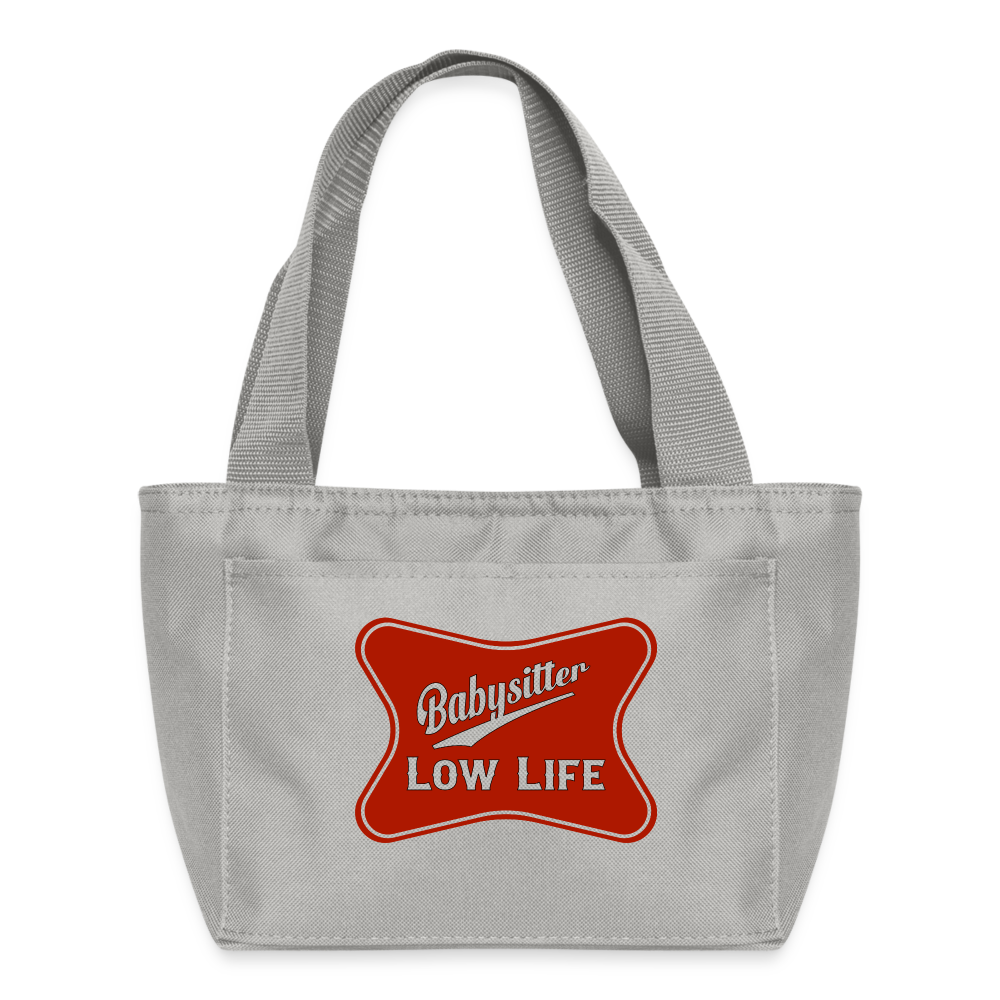 Babysitter - Red- Recycled Insulated Lunch Bag - light gray