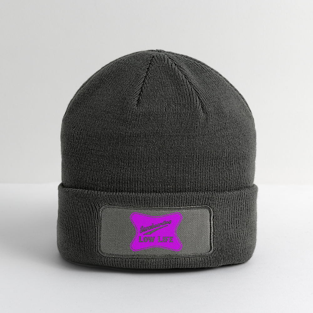 Snowboarding - Pink - Patch Beanie - charcoal grey
