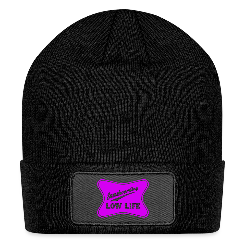 Snowboarding - Pink - Patch Beanie - black