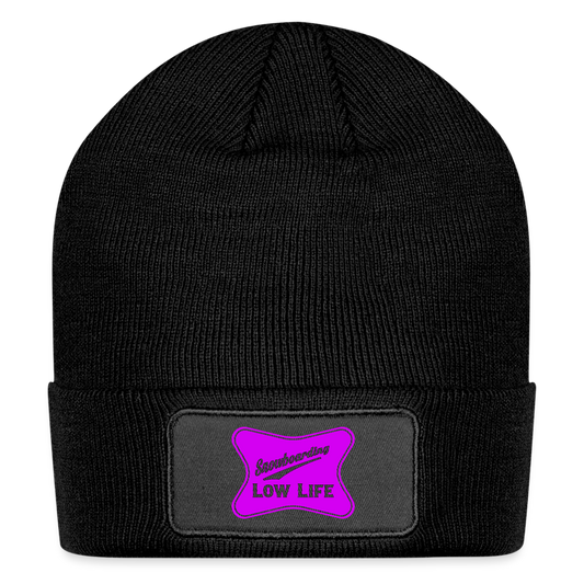 Snowboarding - Pink - Patch Beanie - black