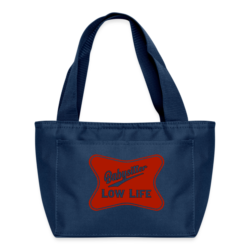 Babysitter - Red- Recycled Insulated Lunch Bag - navy