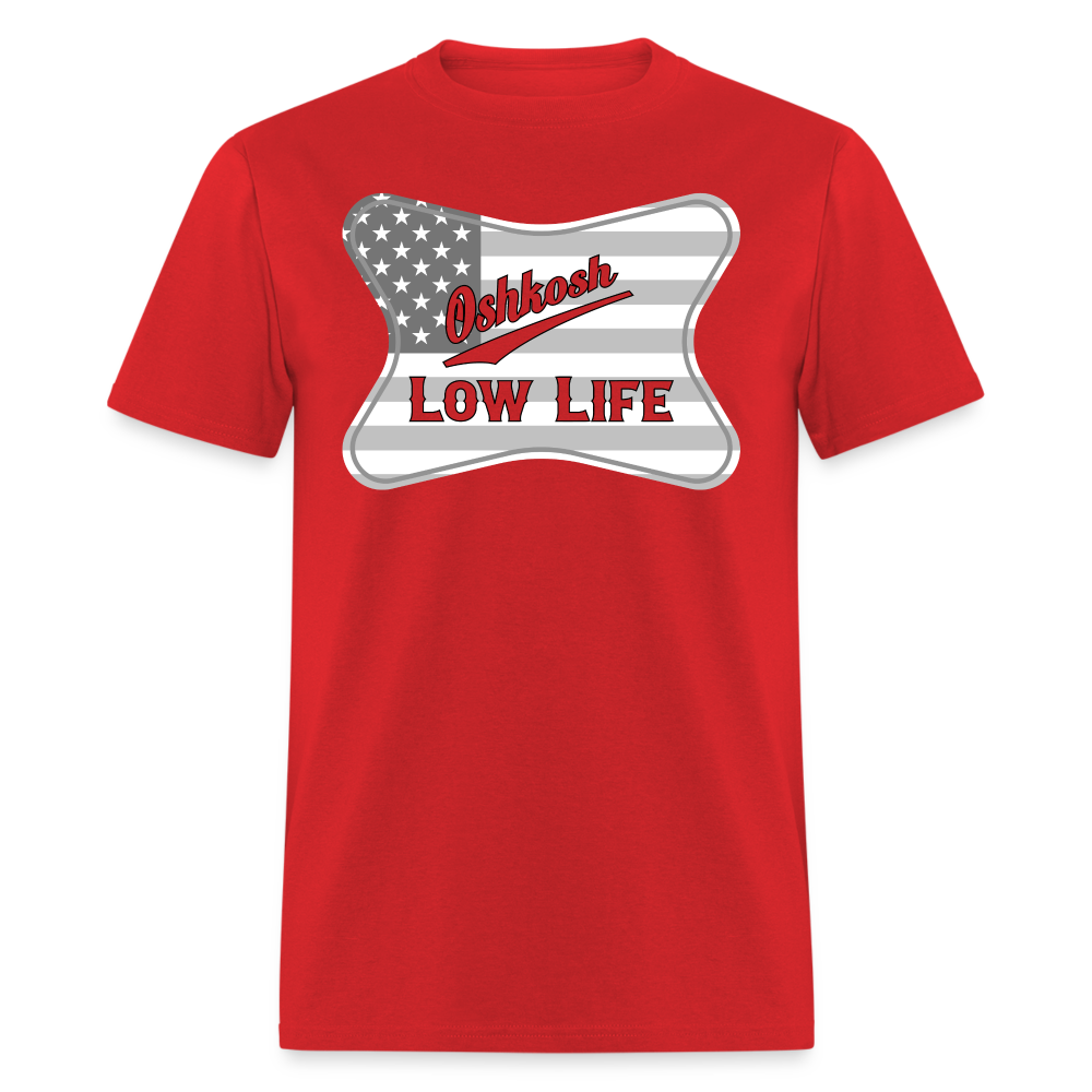 Oshkosh- Gray and White Flag- Unisex Classic T-Shirt - red
