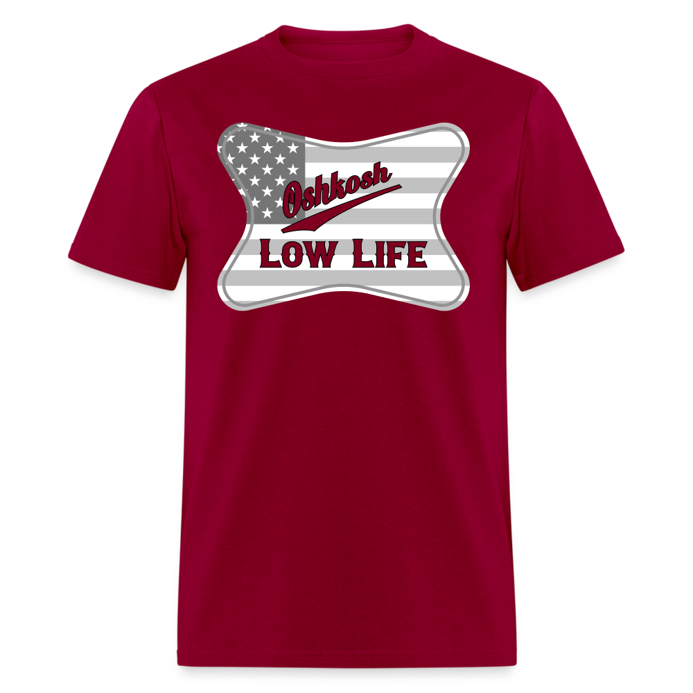 Oshkosh- Gray and White Flag- Unisex Classic T-Shirt - dark red
