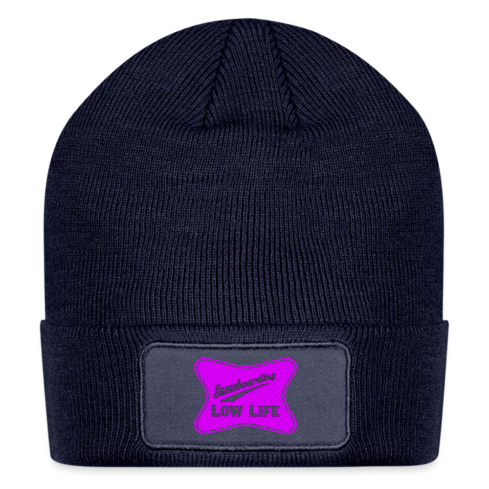 Snowboarding - Pink - Patch Beanie - navy