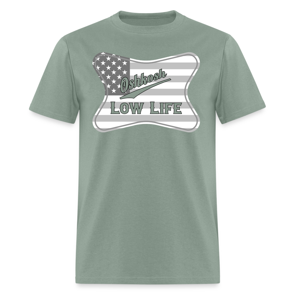 Oshkosh- Gray and White Flag- Unisex Classic T-Shirt - sage