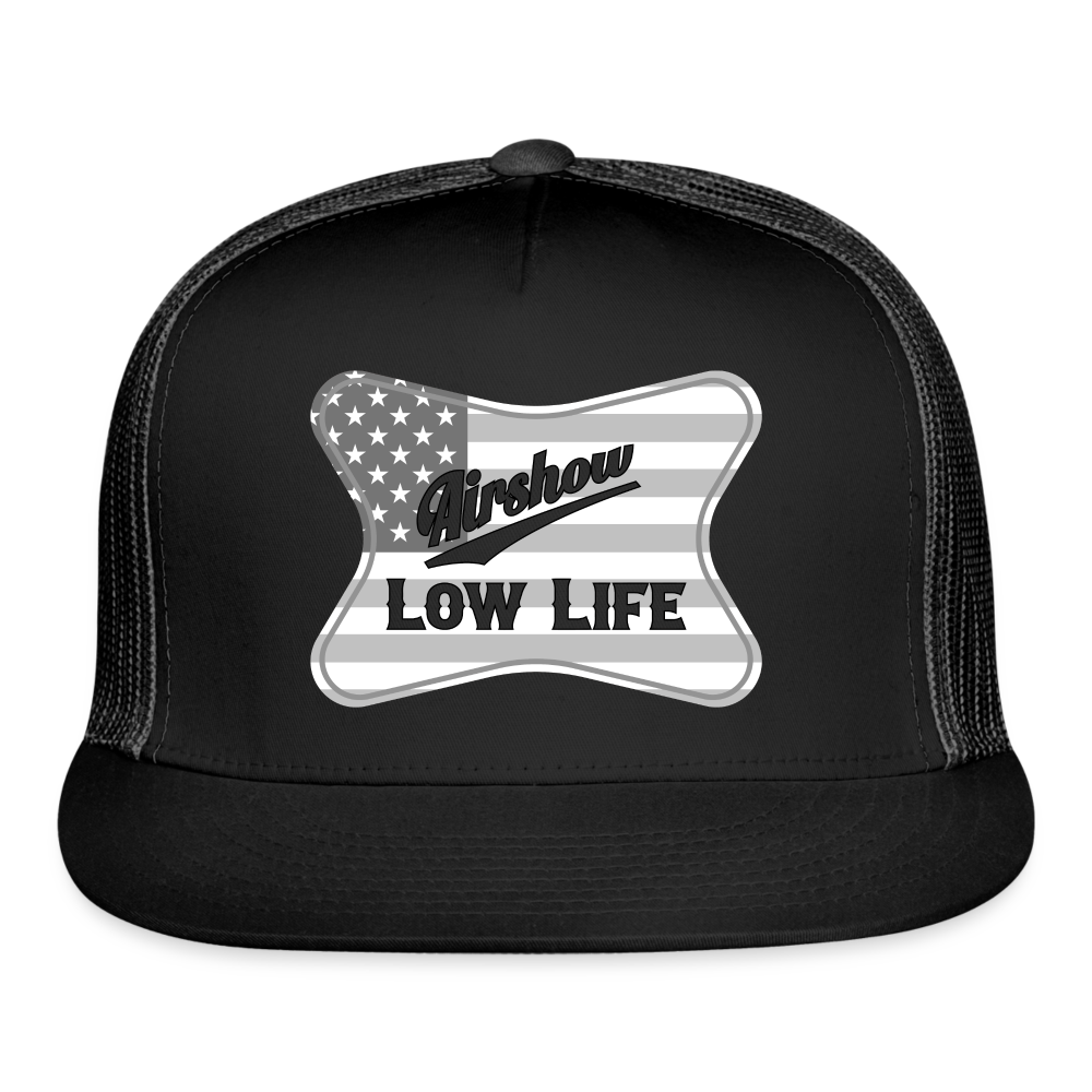 Airshow in Gray and White Trucker Cap - black/black