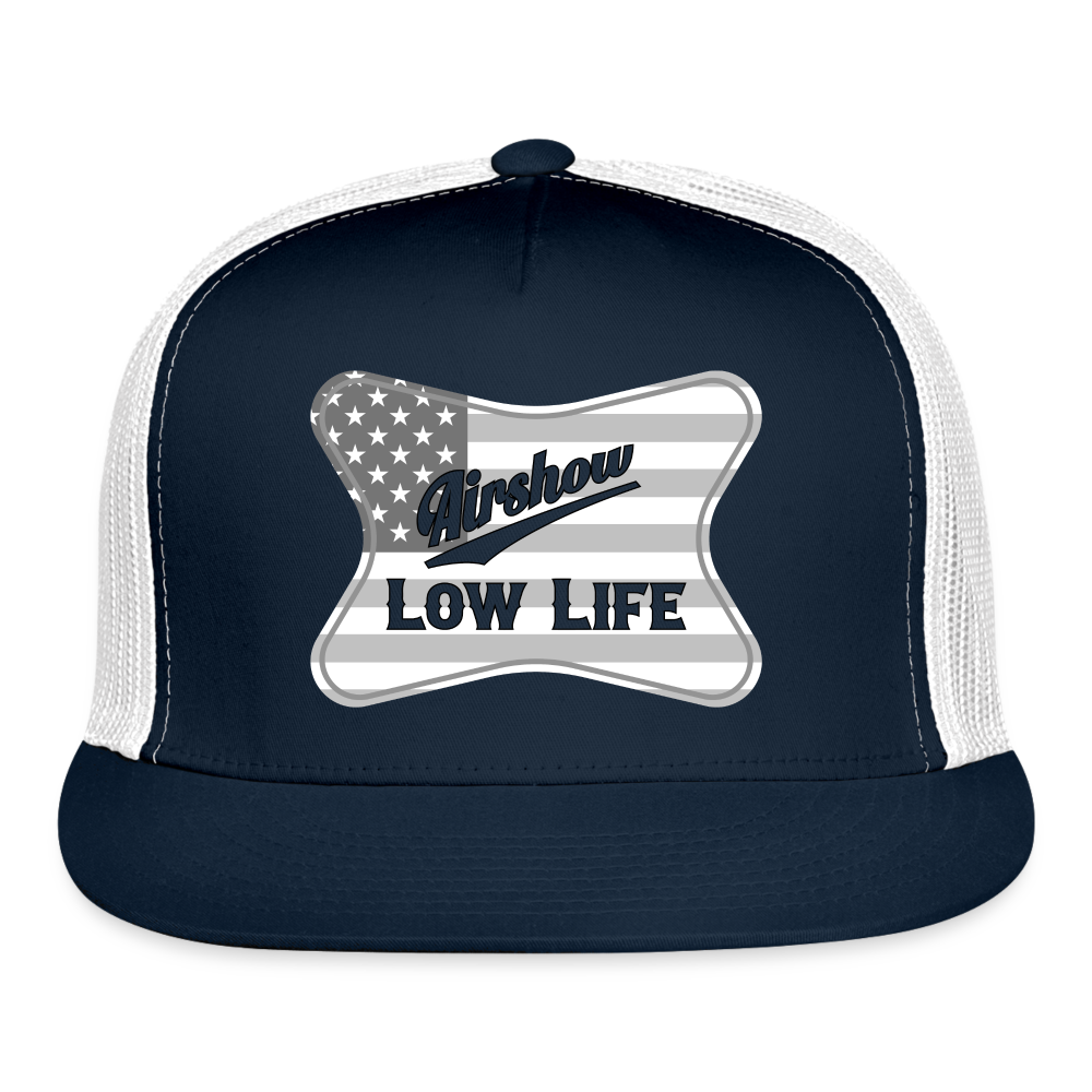 Airshow in Gray and White Trucker Cap - navy/white