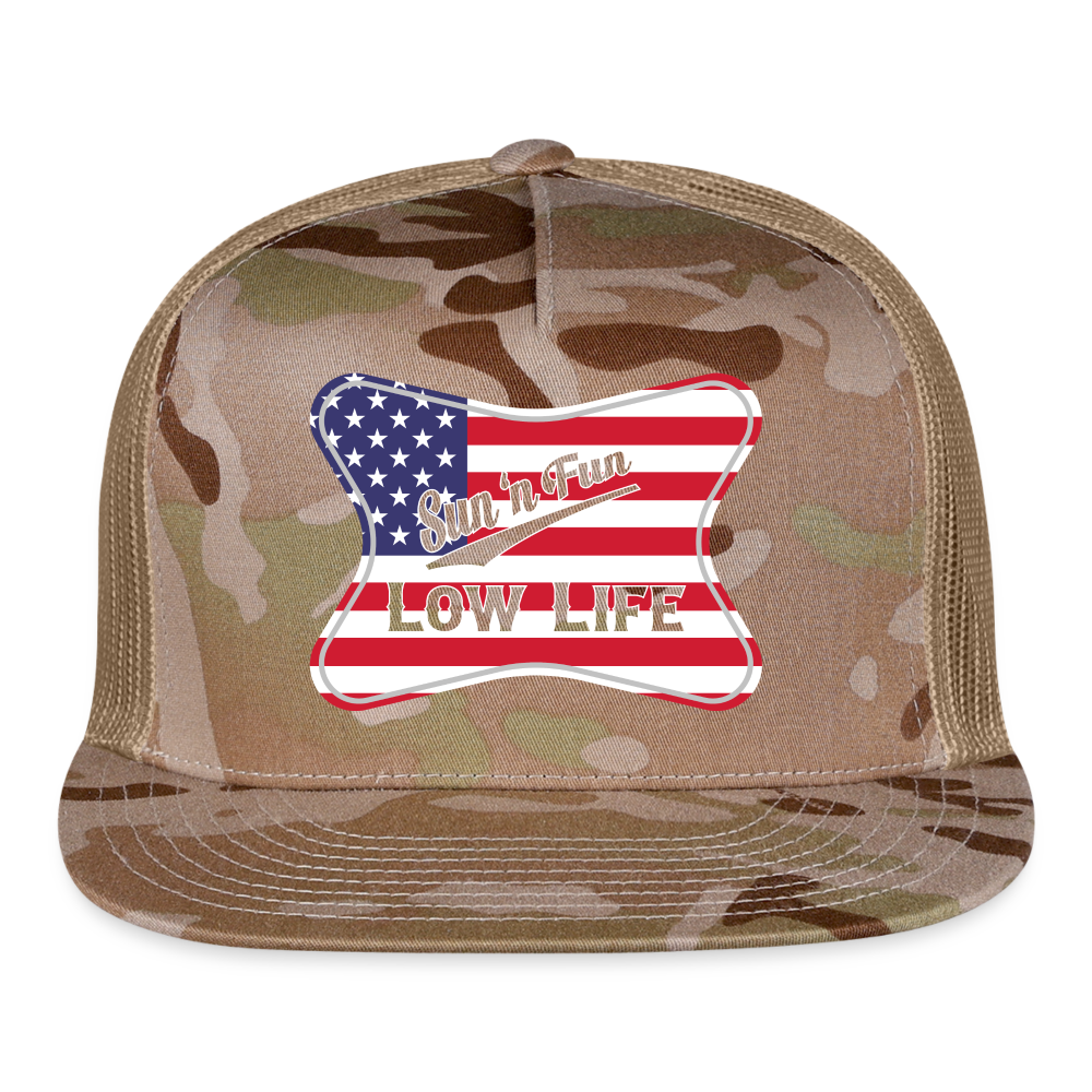 Sun 'N Fun in American Flag Trucker Cap - MultiCam\tan