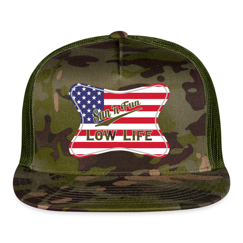 Sun 'N Fun in American Flag Trucker Cap - MultiCam\green