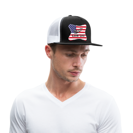 Sun 'N Fun in American Flag Trucker Cap - black/white