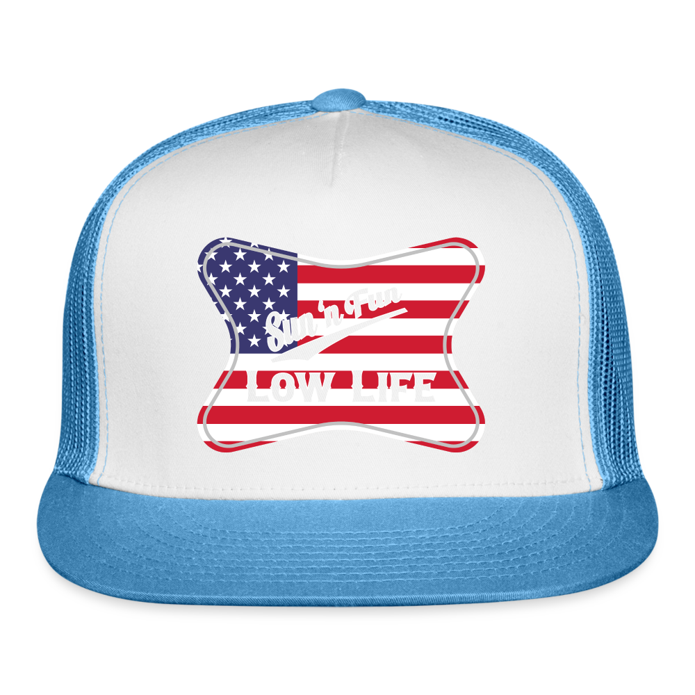 Sun 'N Fun in American Flag Trucker Cap - white/blue