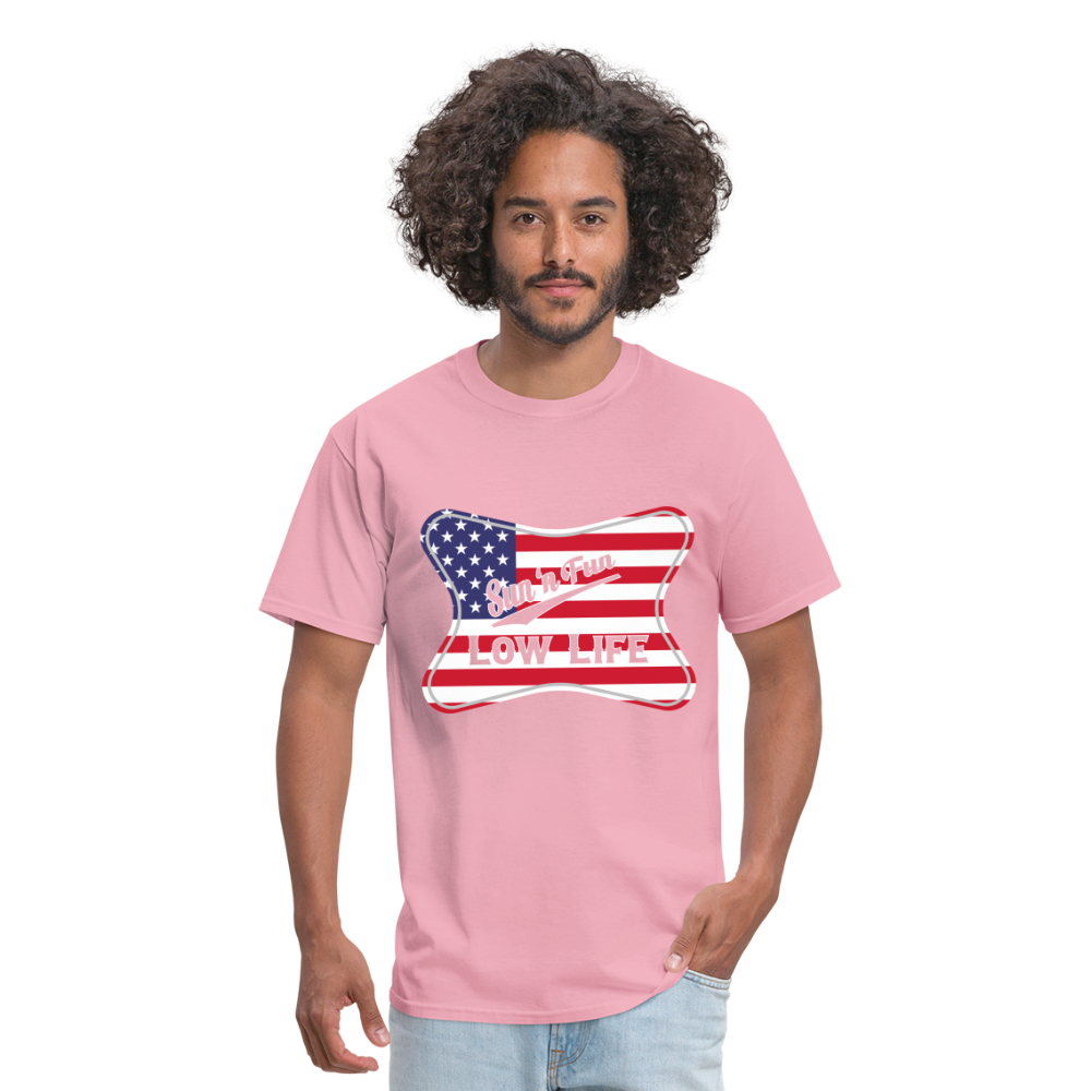 Sun 'N Fun in American Flag Unisex Classic T-Shirt - pink