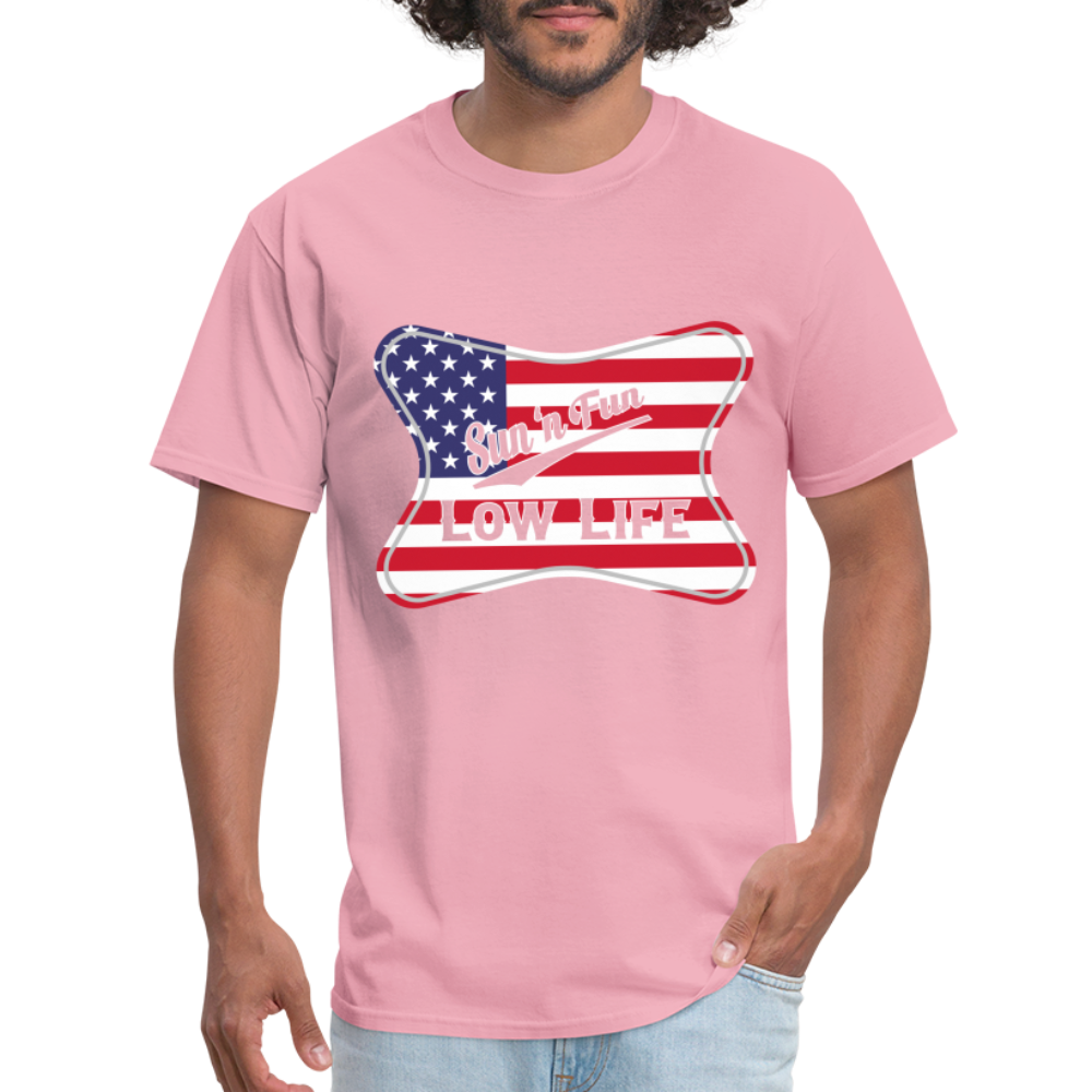 Sun 'N Fun in American Flag Unisex Classic T-Shirt - pink