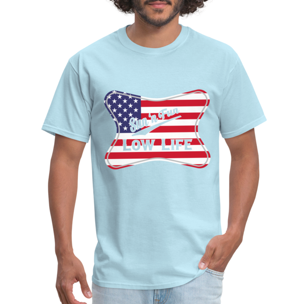Sun 'N Fun in American Flag Unisex Classic T-Shirt - powder blue