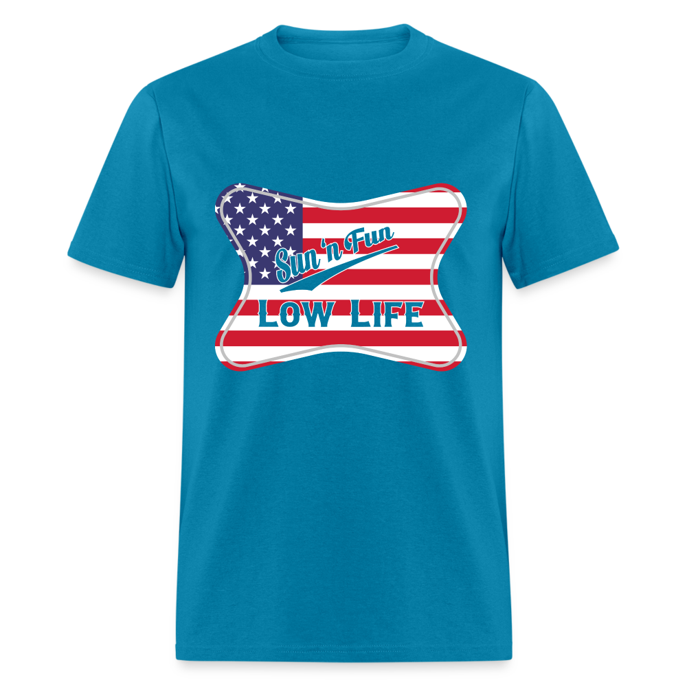 Sun 'N Fun in American Flag Unisex Classic T-Shirt - turquoise
