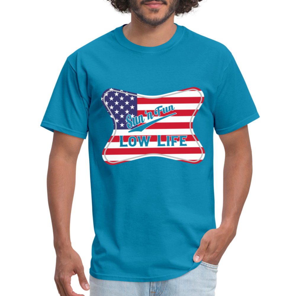 Sun 'N Fun in American Flag Unisex Classic T-Shirt - turquoise