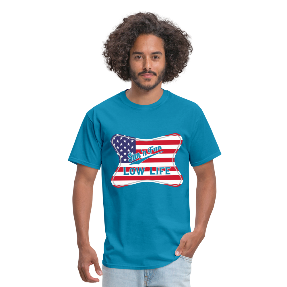 Sun 'N Fun in American Flag Unisex Classic T-Shirt - turquoise