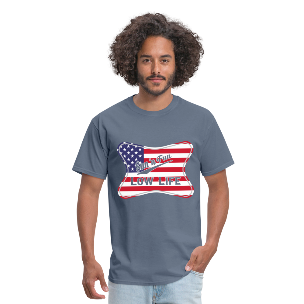 Sun 'N Fun in American Flag Unisex Classic T-Shirt - denim