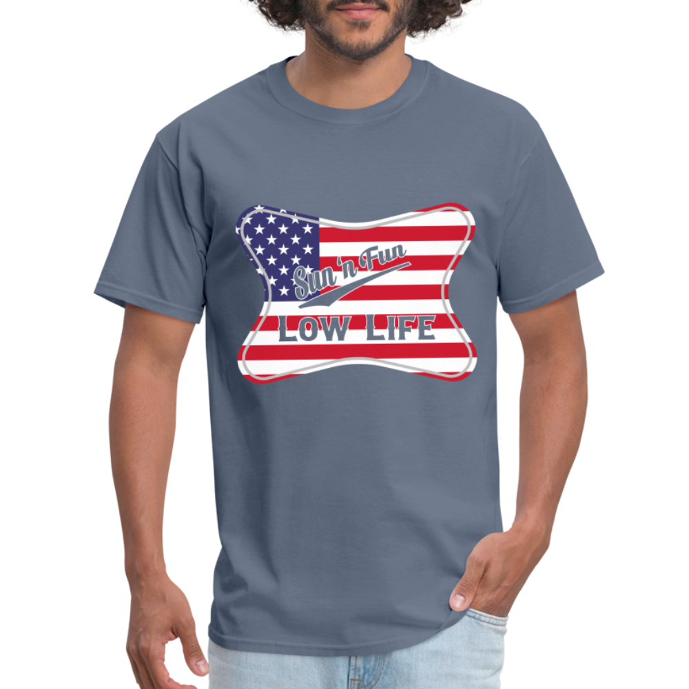 Sun 'N Fun in American Flag Unisex Classic T-Shirt - denim