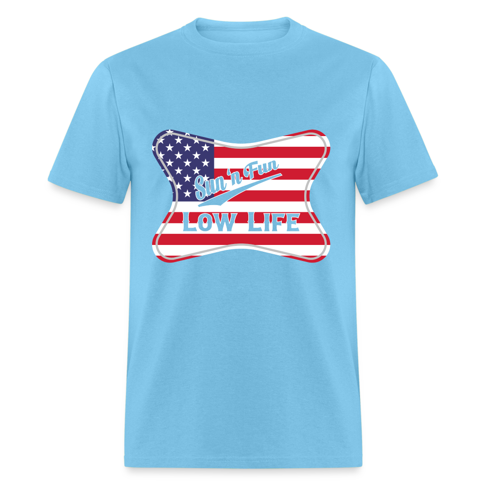 Sun 'N Fun in American Flag Unisex Classic T-Shirt - aquatic blue