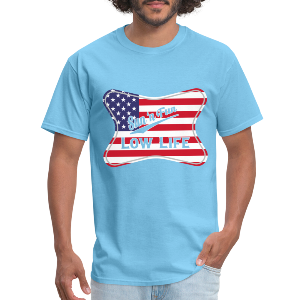 Sun 'N Fun in American Flag Unisex Classic T-Shirt - aquatic blue