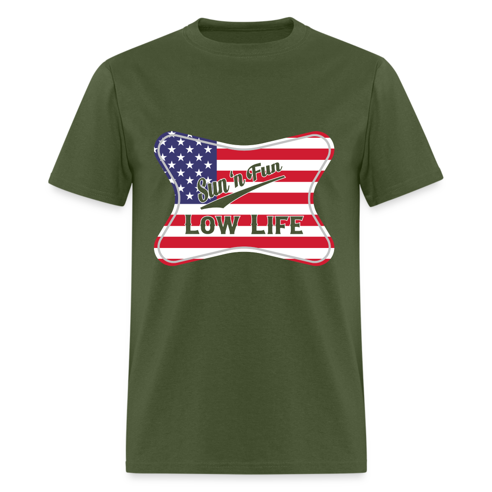 Sun 'N Fun in American Flag Unisex Classic T-Shirt - military green