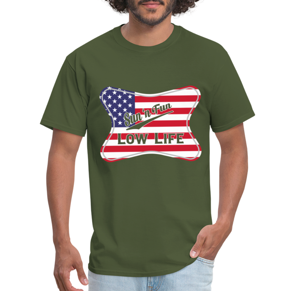 Sun 'N Fun in American Flag Unisex Classic T-Shirt - military green