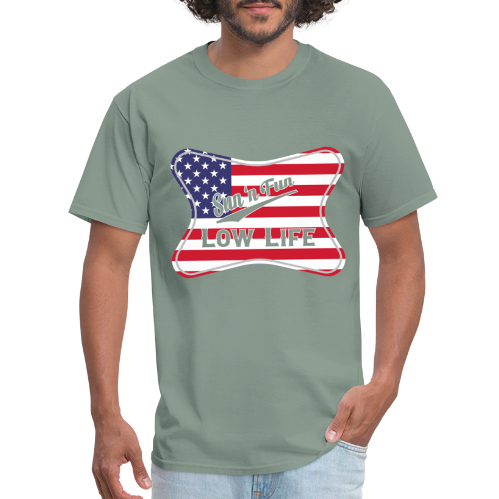 Sun 'N Fun in American Flag Unisex Classic T-Shirt - sage