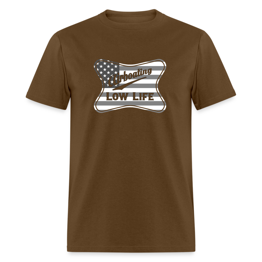 Airboating - White & Gray Flag - (Unisex) Classic T-Shirt - brown