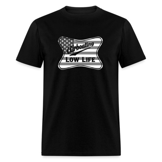 Airboating - White & Gray Flag - (Unisex) Classic T-Shirt - black