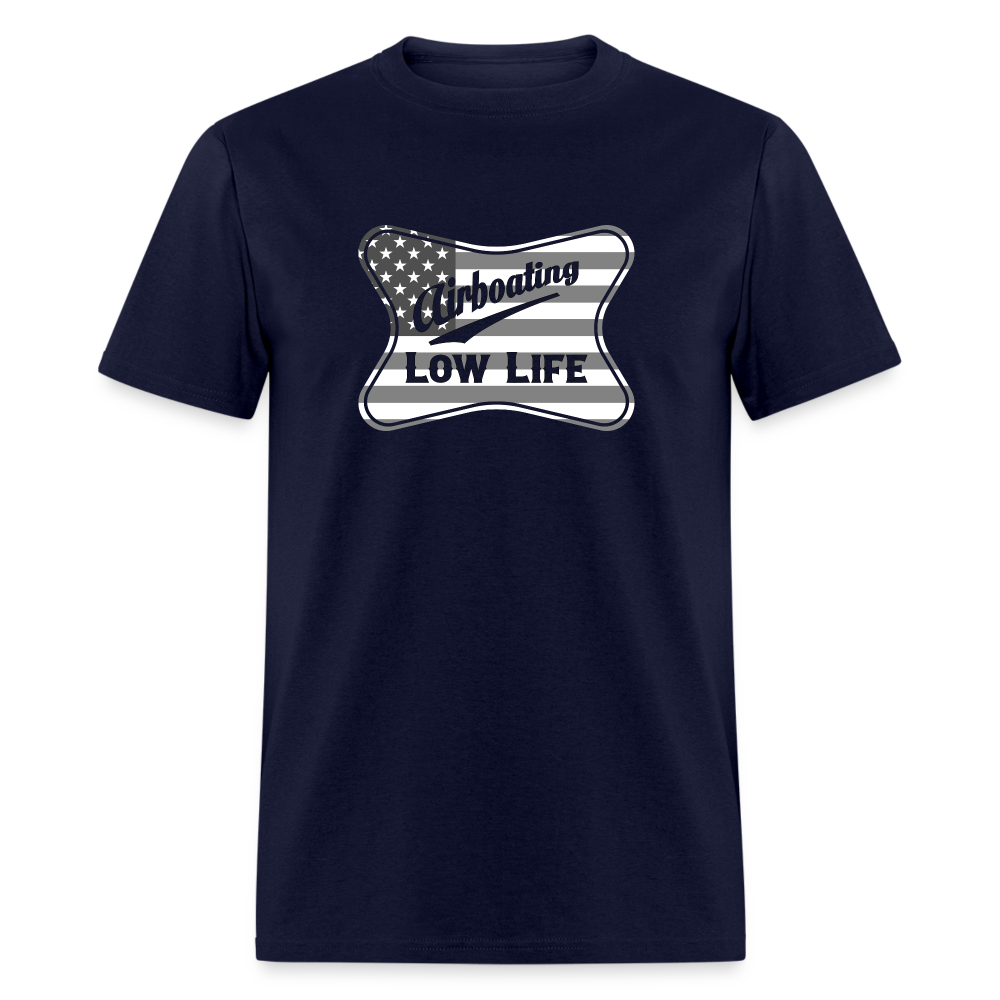 Airboating - White & Gray Flag - (Unisex) Classic T-Shirt - navy