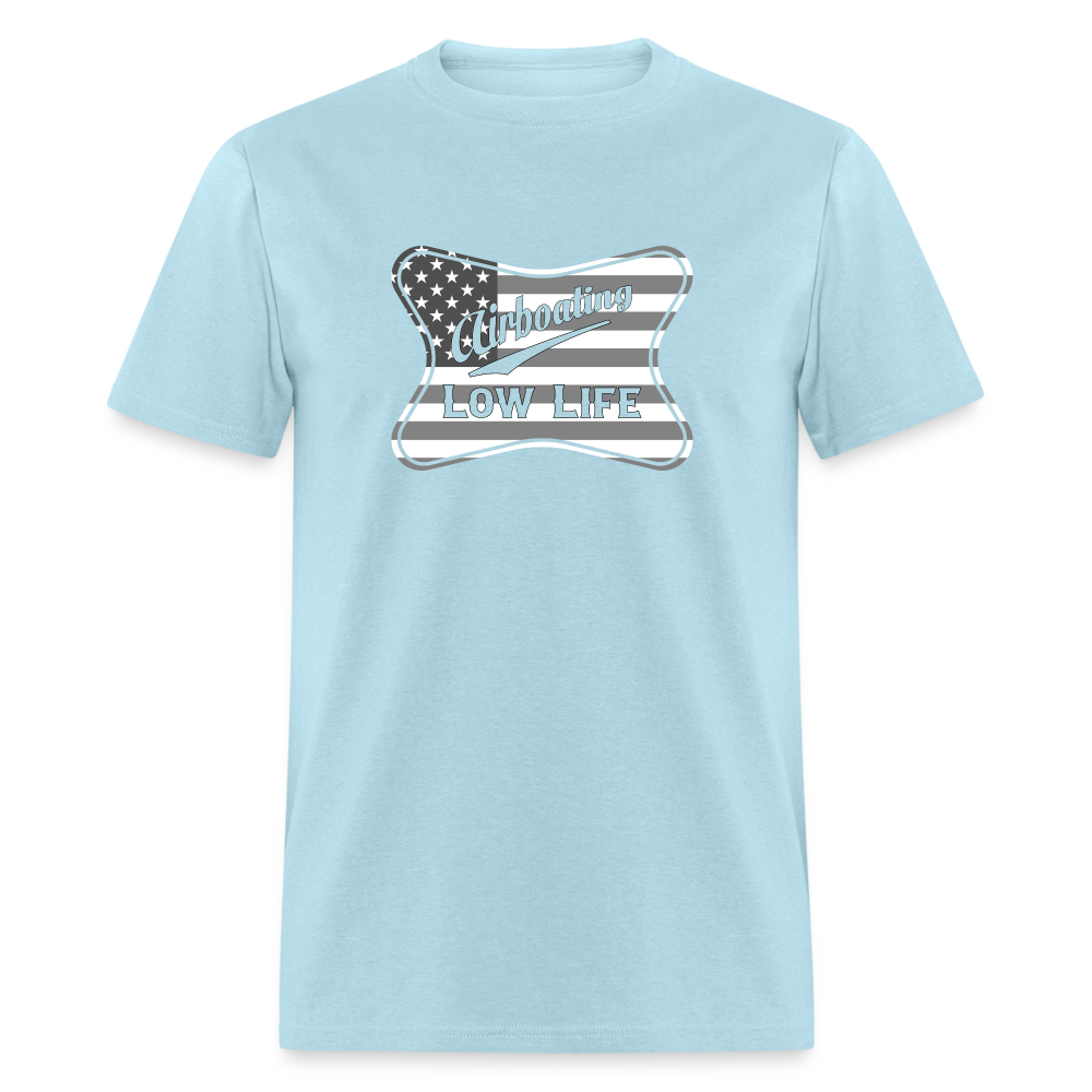 Airboating - White & Gray Flag - (Unisex) Classic T-Shirt - powder blue