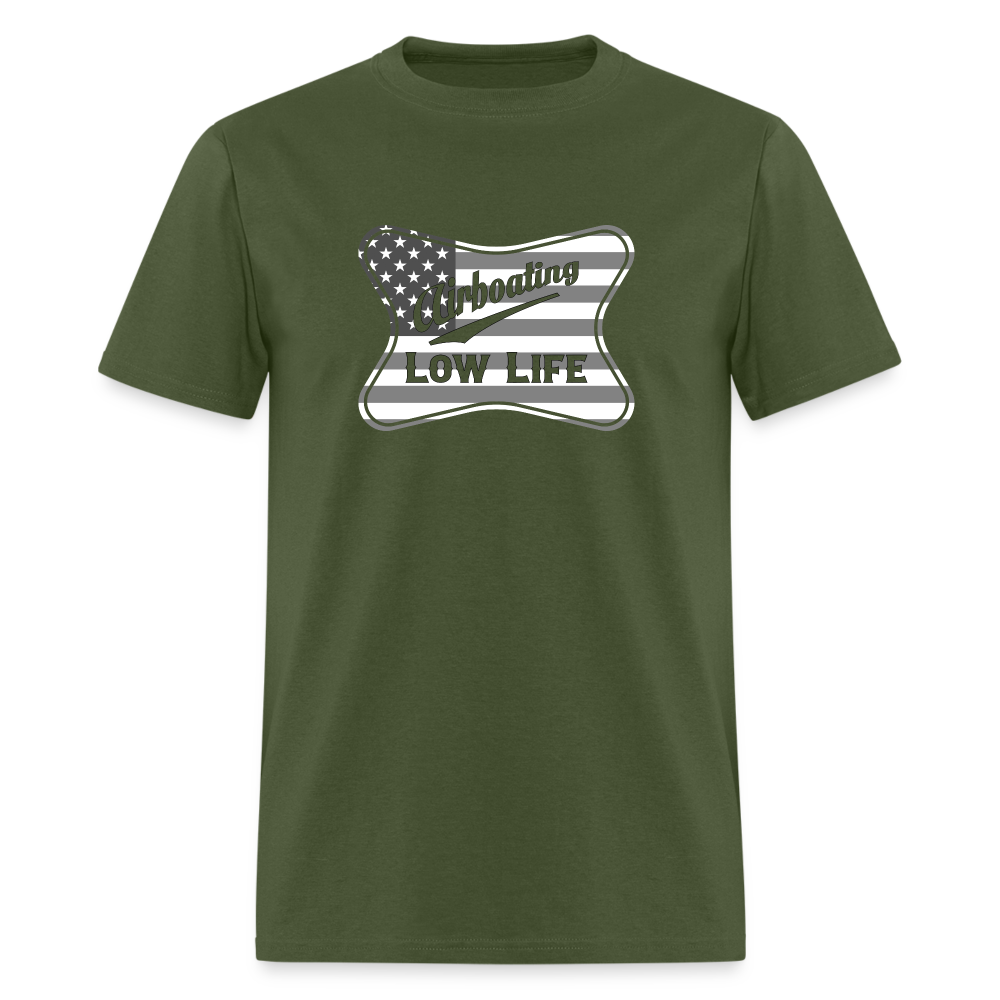 Airboating - White & Gray Flag - (Unisex) Classic T-Shirt - military green